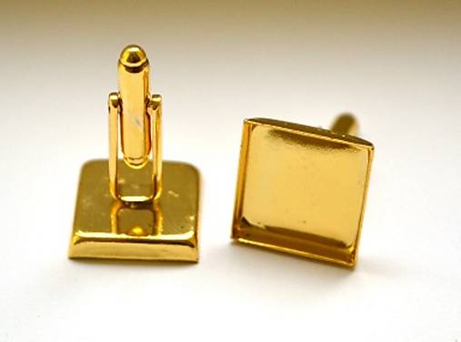  - Lôžka na manžetové gombíky, 16 mm, štvorec, zlatá farba, 1 pár /MG16sz/ - 8524457_