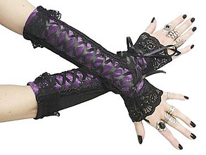 Rukavice - Spoločenské gothic fialové rukavice 0930 - 8526954_