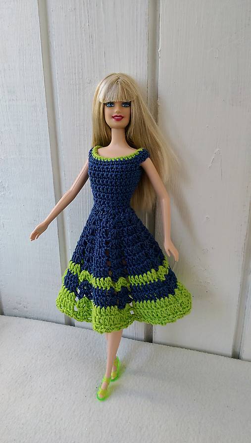  - Háčkované modrozelené šaty 3 pre Barbie - 8527363_