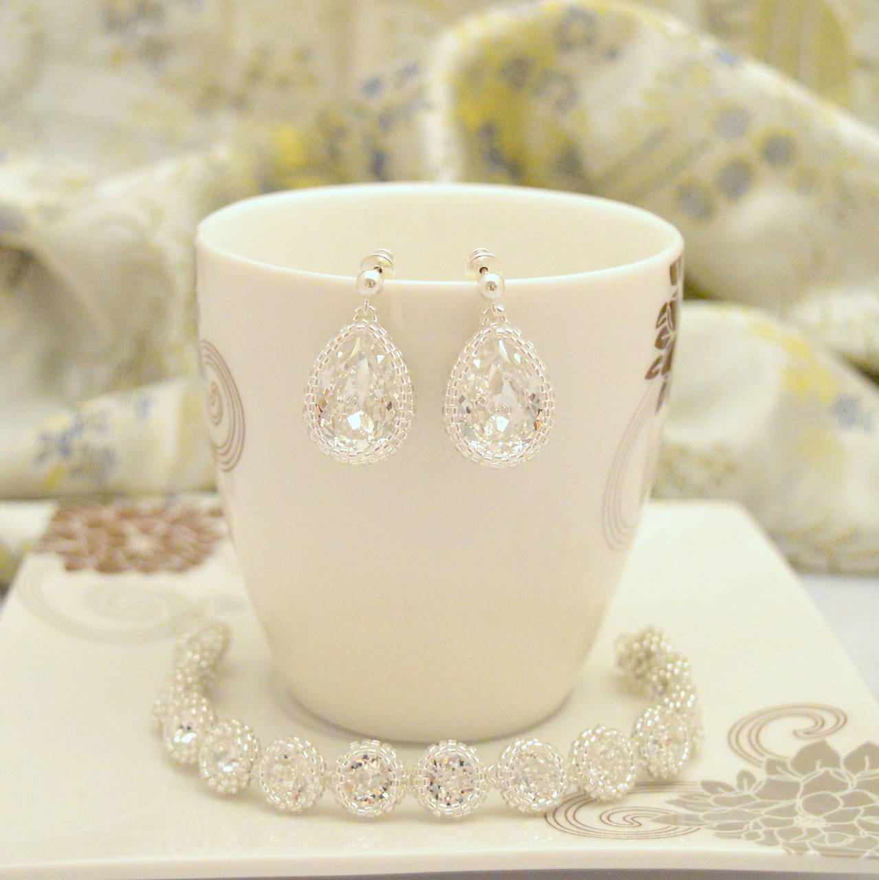 Minimalistický koralkový svadobný set  (Ag925)