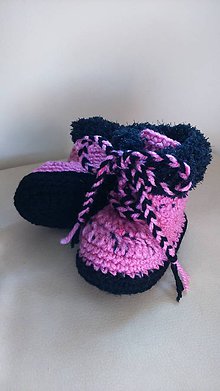 Detské topánky - Háčkované čižmičky "prskané ružové" SKLADOM - 8530323_