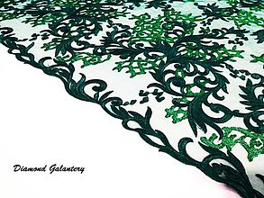 Textil - Luxusná krajková látka - tmavo zelená - cena za 10 cm - 8536671_