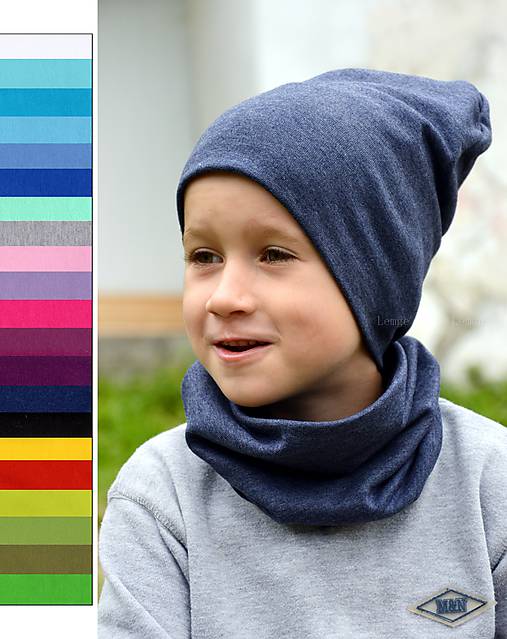 Detské súpravy - Čiapka+ nákrčník Elastic- 21 odtieňov - 8539454_