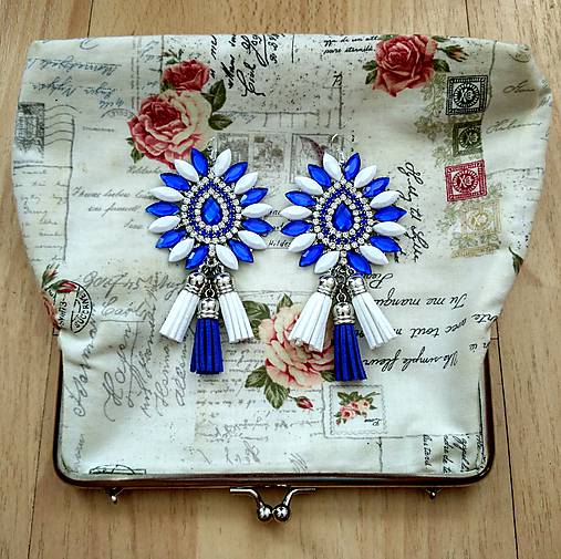 Náušnice - krásne modro-biele náušničky :) - 8541135_