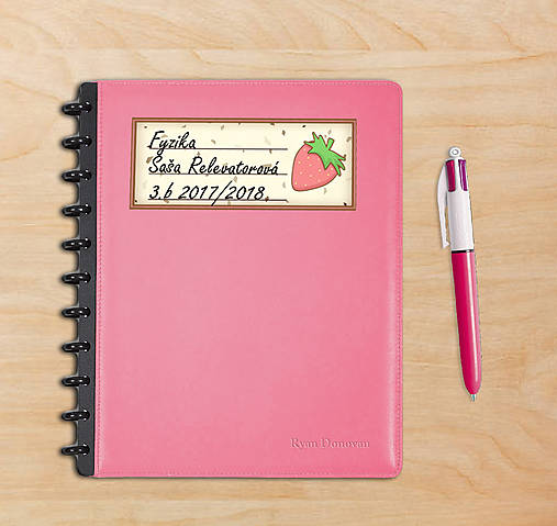 Úložné priestory & Organizácia - Sladká stracciatella menovka na zošit ovocná edícia (jahoda) - 8541659_