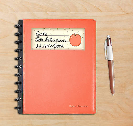 Úložné priestory & Organizácia - Sladká stracciatella menovka na zošit ovocná edícia (jablko) - 8541719_