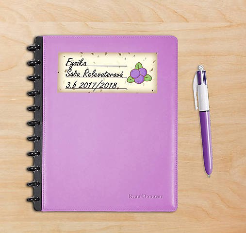 Úložné priestory & Organizácia - Sladká stracciatella menovka na zošit ovocná edícia (čučoriedky) - 8541722_