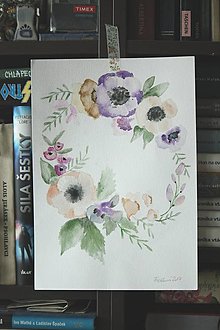 Kresby - venček kvetinkový lilavý - 8544895_