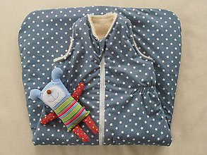 Detský textil - Spací vak pre deti a bábätká ZIMNÝ 100% MERINO na mieru Hviezdička modro sivá - 8550507_