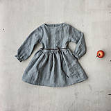 Detské oblečenie - Detské ľanové šaty s koženou šnúrkou - 8550555_