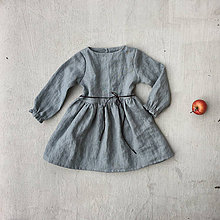Detské oblečenie - Detské ľanové šaty s koženou šnúrkou - 8550555_