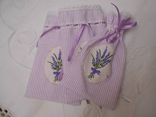 Úžitkový textil - Fialové prúžkové vrecúška - 8554196_