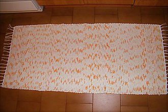 Úžitkový textil - Tkaný koberec bielo-oranžovo-jemne olivovo-zelený - 8553899_