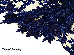 Textil - Luxusná krajková látka - tmavo modrá - cena za 10 cm - 8554987_