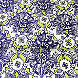 Textil - modré kvety, 100 % bavlna Nemecko, šírka 140 cm, cena za 0,5 m - 8564160_