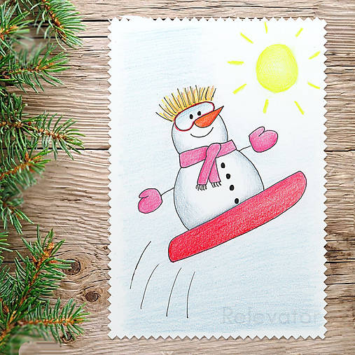 Kresby - ☃ Snehuliak vianočný obrázok (na snowboarde) - 8560811_