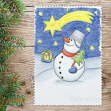 Kresby - ☃ Snehuliak vianočný obrázok (darček a stromček) - 8560818_