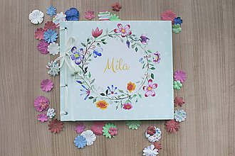 Papiernictvo - Fotoalbum klasický, polyetylénový potlačený obal s kvetinovým venčekom (alebo aj Marhuľková veselica vo veľkom) - 8568435_