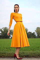 Šaty - Midi šaty horčicovo žlté (na miery) - 8571579_