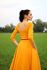 Šaty - Midi šaty horčicovo žlté (na miery) - 8571585_
