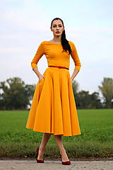 Šaty - Midi šaty horčicovo žlté (na miery) - 8571586_