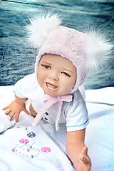 Detské čiapky - Zimná minky čiapka baby & pink - 8569223_