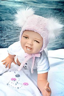 Detské čiapky - Zimná minky čiapka baby & pink - 8569223_