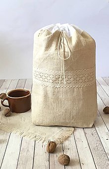 Úžitkový textil - Podšité vrecúško na chlieb 3v1 - 8570634_