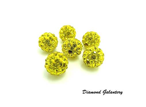 Korálky - Shamballa korálky - žlté - 10 mm - 8574408_