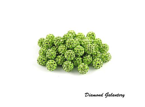 Korálky - Shamballa korálky - 10 mm - Jabĺčkovo zelené - 8574440_