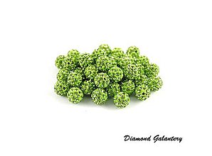 Korálky - Shamballa korálky - 10 mm - Jabĺčkovo zelené - 8574440_