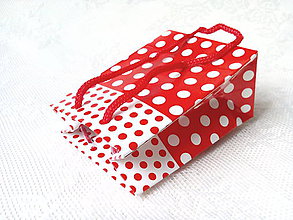 Obalový materiál - Mini shopping bag 11x8x5cm (white/red/dots) - 8578322_