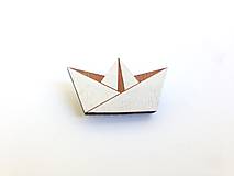 Brošne - Brošňa Origami papierová loď biela - 8578962_