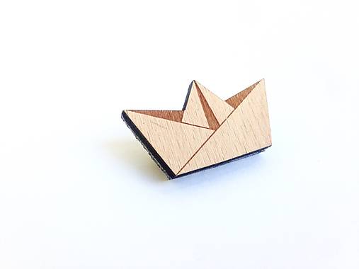  - Brošňa origami papierová loďka - 8578956_