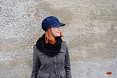 Čiapky, čelenky, klobúky - unisex riflová bekovka s pevným kšiltem a fleecem (obvod 57-59cm) - 8582938_