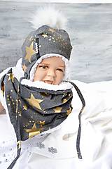 Detské súpravy - Zimný set Golden stars & fleece snow - 8580953_