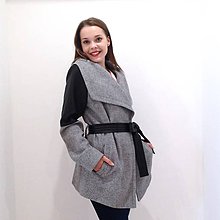 Bundy a kabáty - Kašmírovo/koženný kabát Max Mara krátky šedý  - 8584509_