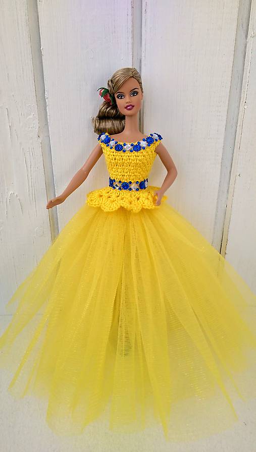  - Žlté tylové šaty pre Barbie - 8587396_
