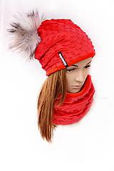 Čiapky, čelenky, klobúky - zimný set s odopínacím brmbolcom Red &red...alebo farbu si vyber! - 8589570_