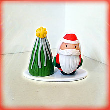 Dekorácie - vianočný stromček a guľatý Santa (5) - 8590121_