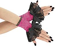 Iné doplnky - Spoločenské zamatové rukavice čierno růžové 1J - 8594003_