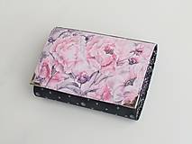 Peňaženky - Romantické růžovofialové květy - malá i na karty - 8591357_