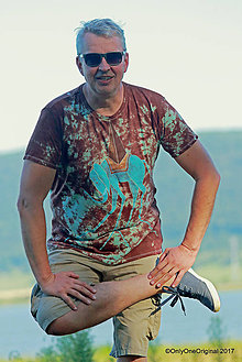 Pánske oblečenie - Pánske tričko batikované, maľované  NA PÚŠTI - 8595759_