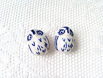 Korálky - Sova porcelánová modrá - 8595800_