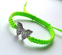 Náramky - S motýlikom (zelený neon) - 8595786_