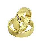 Prstene - Lesklo- matné obrúčky zo žltého zlata so zirkónmi - 8595334_