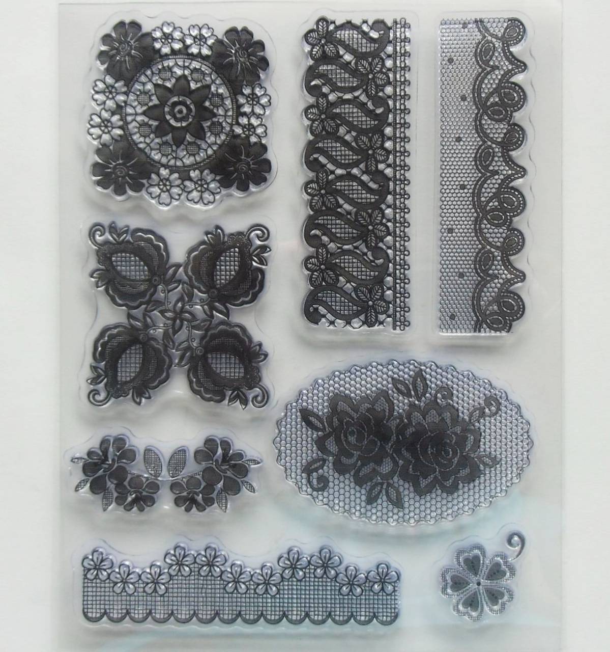 Silikónové razítka, pečiatky, 14x18 cm (čipka, krajka, kvet)
