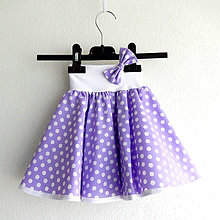 Detské oblečenie - Dětská fialová puntíkovaná sukně - 8600807_
