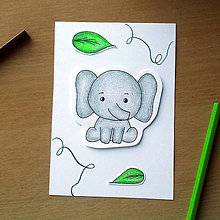 Papiernictvo - VÝPREDAJ - ďžungľa pohľadnica (slon) - 8599259_