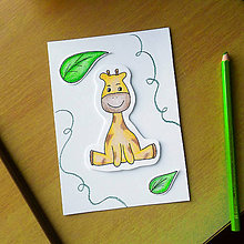 Papiernictvo - VÝPREDAJ - ďžungľa pohľadnica (žirafa) - 8599265_
